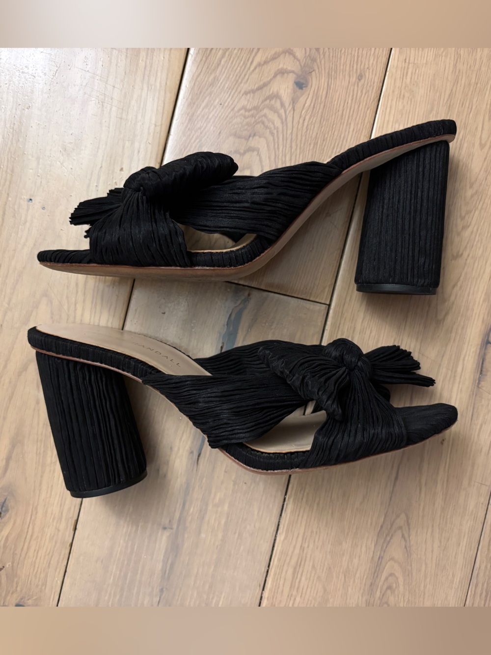 Loeffler Randall Black Knotted Block Heel Mules